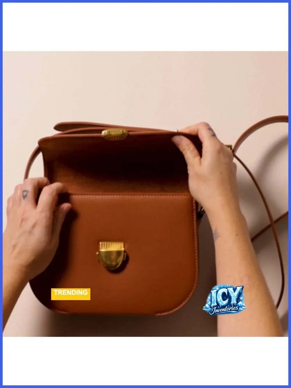 Women's Faux Leather Crossbody Flap Bag with Adjustable Strap